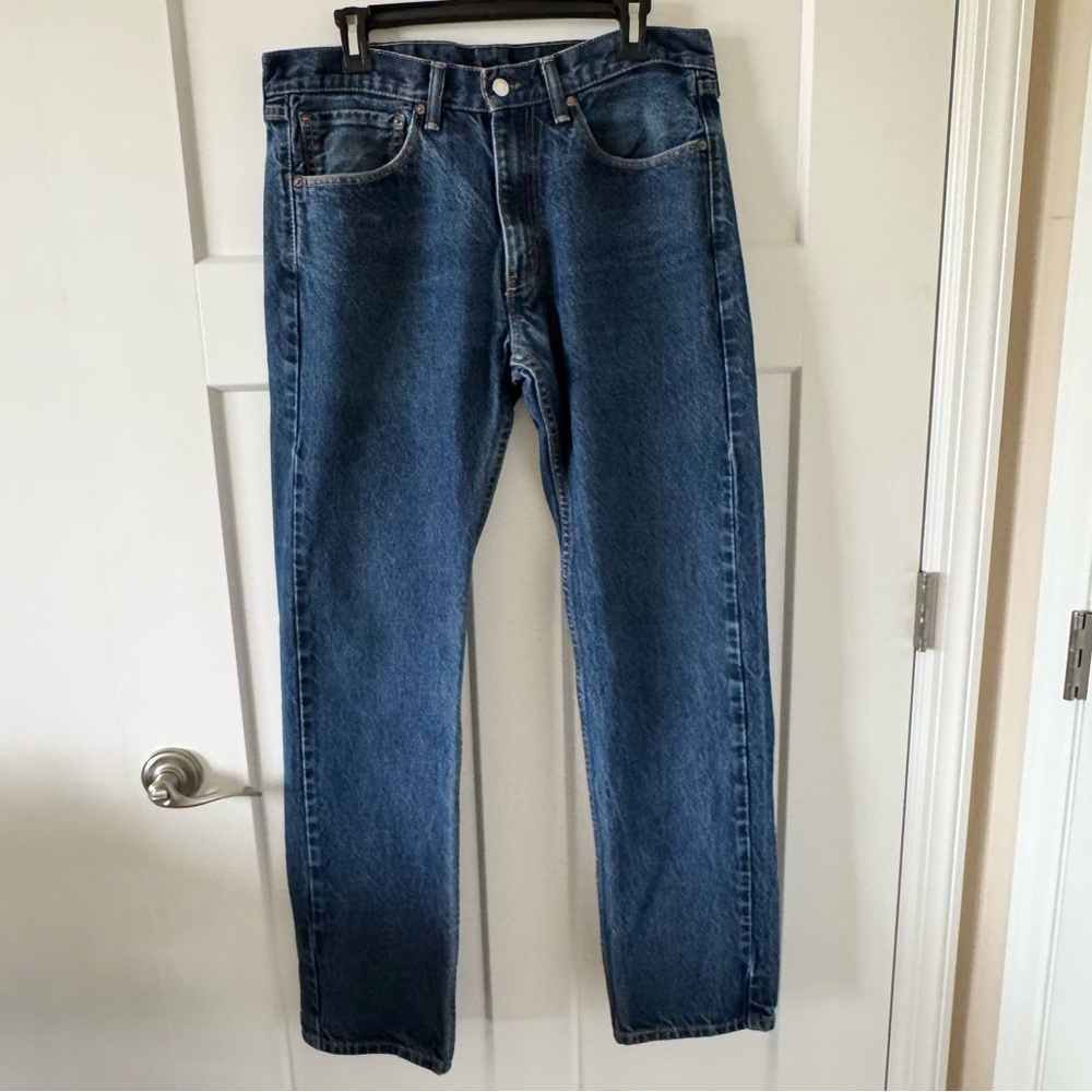 Levi's 505 Straight Fit Men's Dark Stonewash Denim Jeans 100% Cotton Sz W34 L34